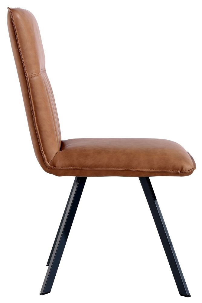 Product photograph of Tan Faux Leather Dining Chair Sold In Pairs from Choice Furniture Superstore.