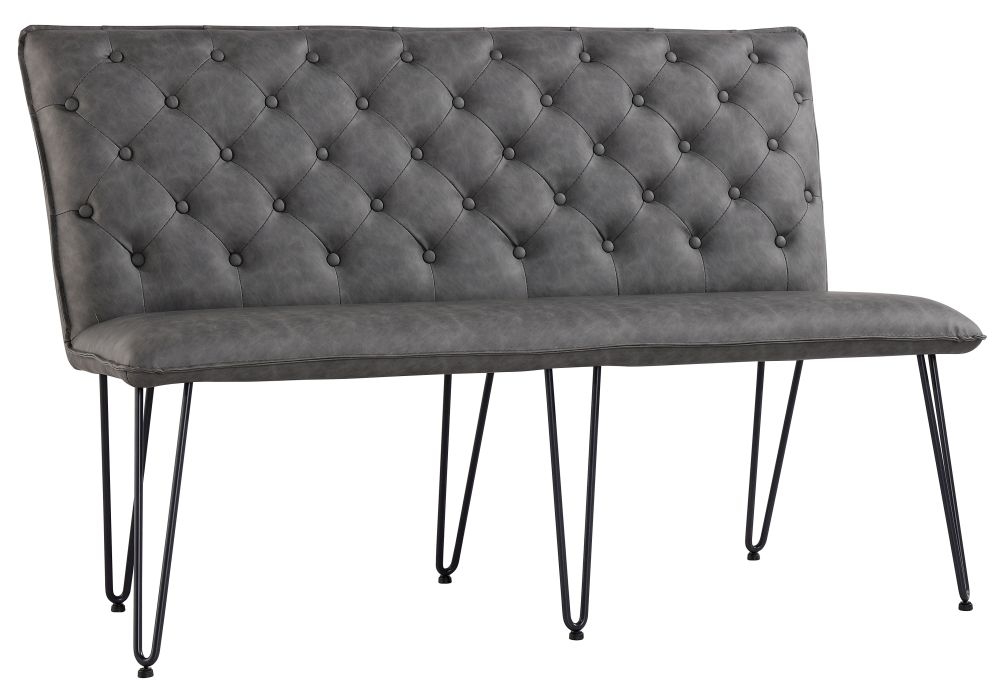 Product photograph of Studded Back 140cm Faux Leather Bench With Hairpin Legs from Choice Furniture Superstore.