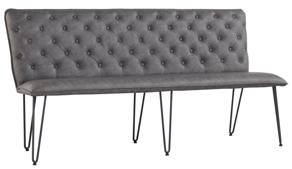 Product photograph of Studded Back 180cm Faux Leather Bench With Hairpin Legs from Choice Furniture Superstore.