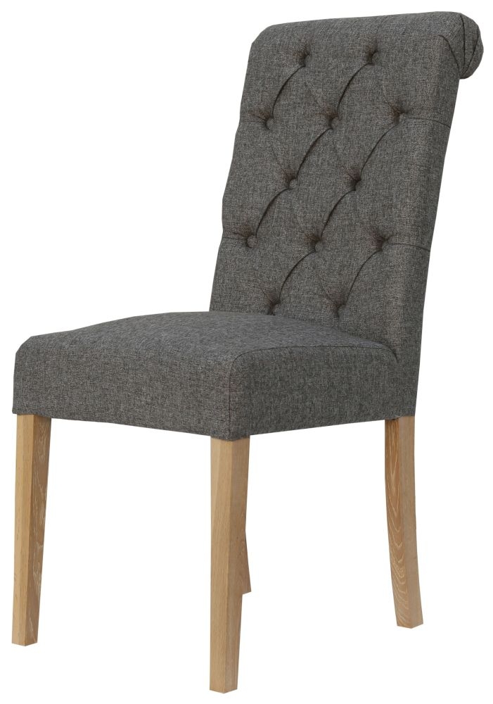 Product photograph of Fabric Scroll Back Dining Chair Sold In Pairs from Choice Furniture Superstore.