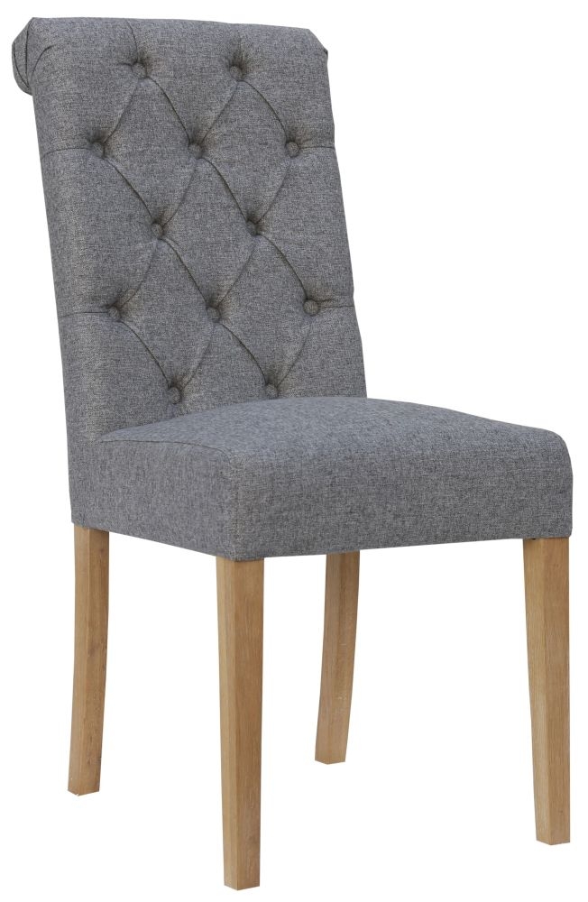 Product photograph of Light Grey Fabric Scroll Back Dining Chair Sold In Pairs from Choice Furniture Superstore.