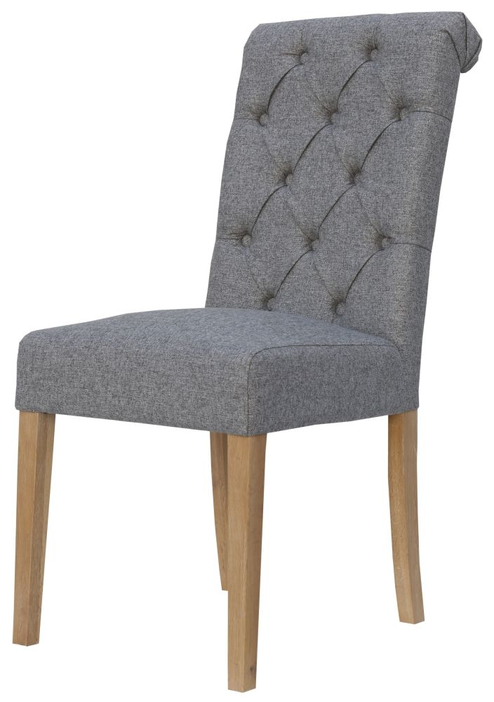 Product photograph of Light Grey Fabric Scroll Back Dining Chair Sold In Pairs from Choice Furniture Superstore.