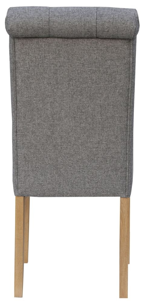 Product photograph of Light Grey Fabric Scroll Back Dining Chair Sold In Pairs from Choice Furniture Superstore.