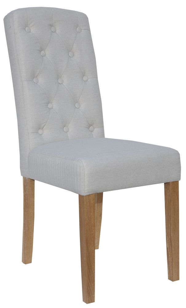 Product photograph of Natural Fabric Button Back Dining Chair Sold In Pairs from Choice Furniture Superstore.