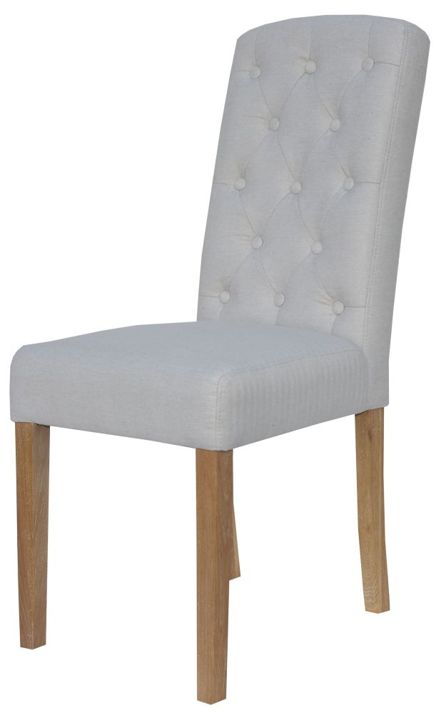 Product photograph of Natural Fabric Button Back Dining Chair Sold In Pairs from Choice Furniture Superstore.