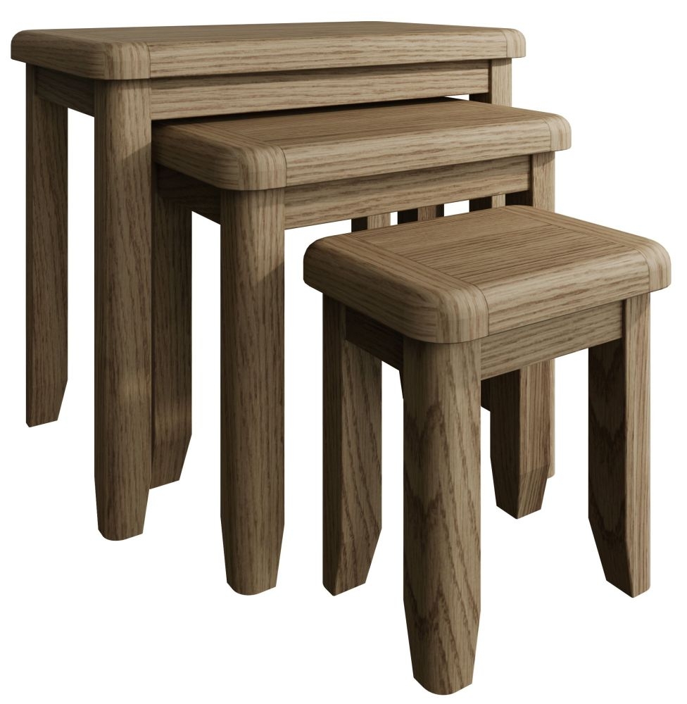 Product photograph of Hatton Oak Nest Of 3 Tables from Choice Furniture Superstore.