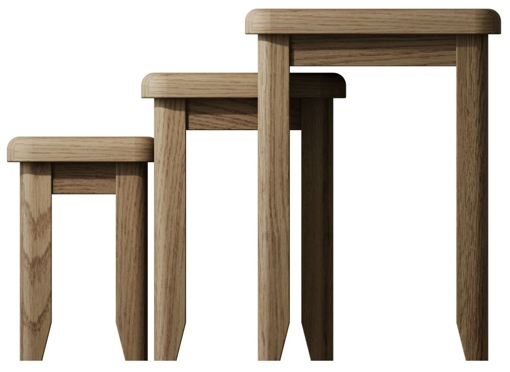 Product photograph of Hatton Oak Nest Of 3 Tables from Choice Furniture Superstore.