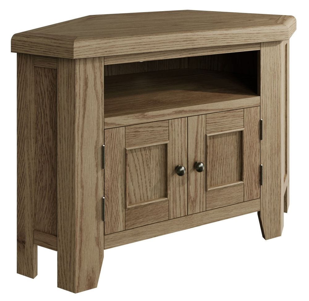 Product photograph of Hatton Oak Corner Tv Unit from Choice Furniture Superstore.