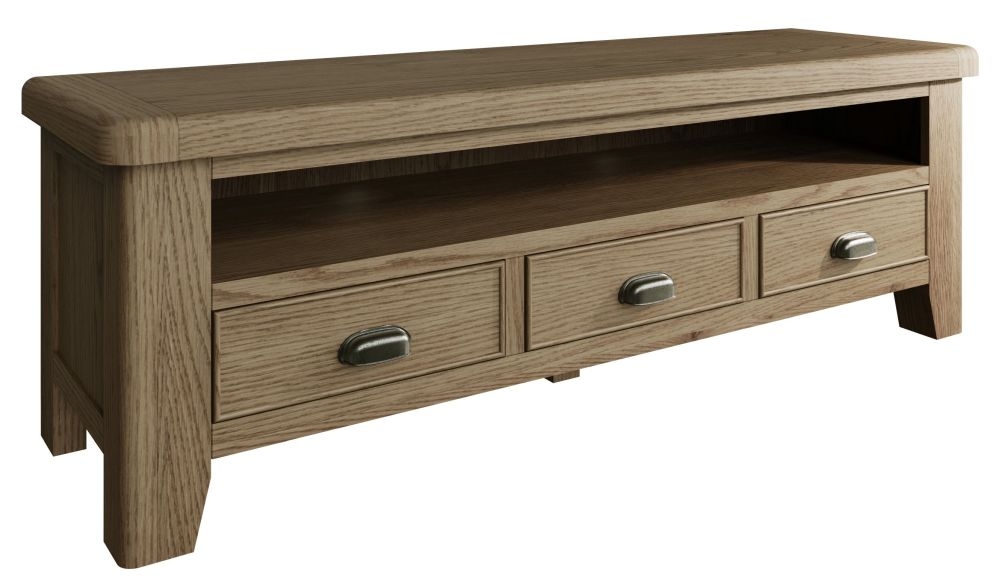 Product photograph of Hatton Oak Large Tv Unit from Choice Furniture Superstore.