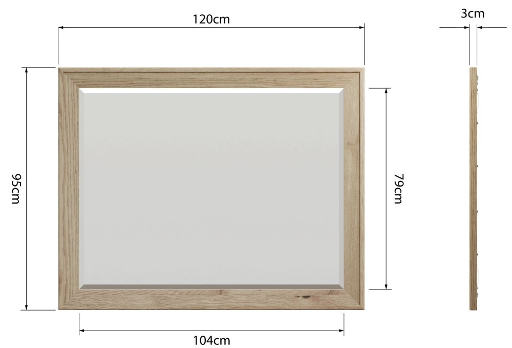 Product photograph of Hatton Oak Rectangular Wall Mirror - 120cm X 95cm from Choice Furniture Superstore.