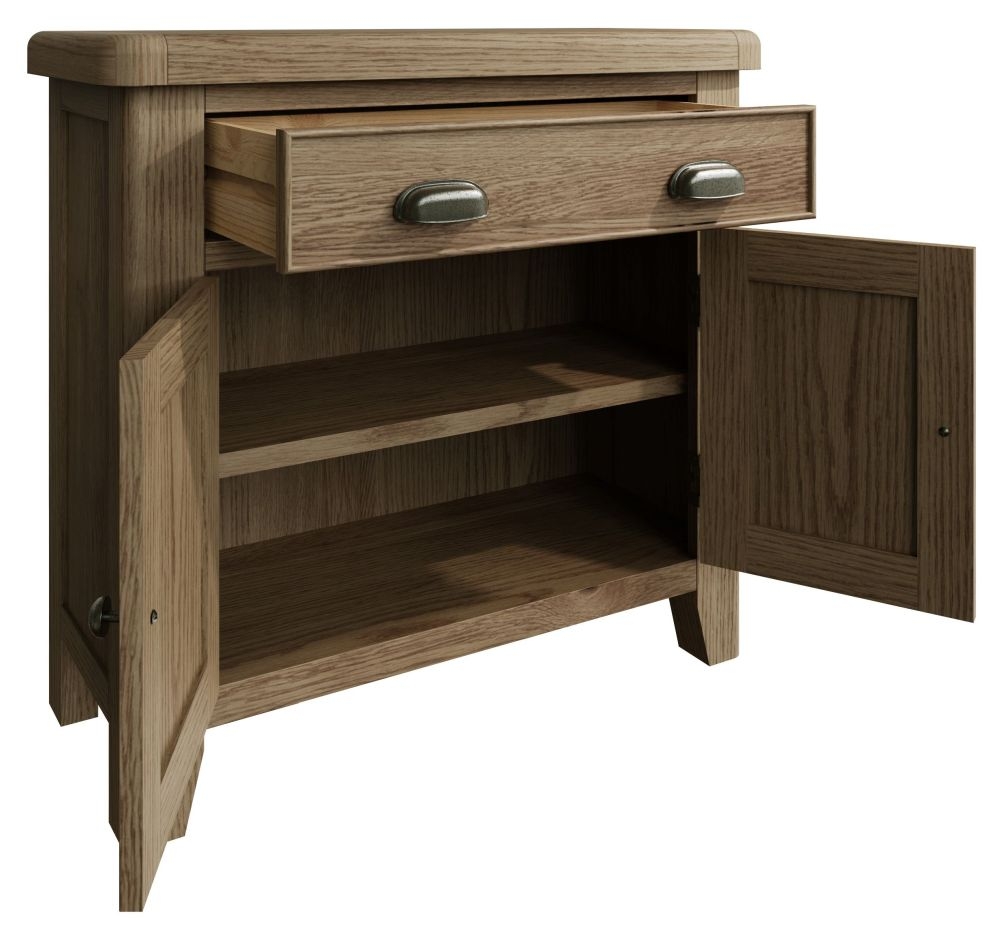 Product photograph of Hatton Oak 2 Door 1 Drawer Sideboard from Choice Furniture Superstore.