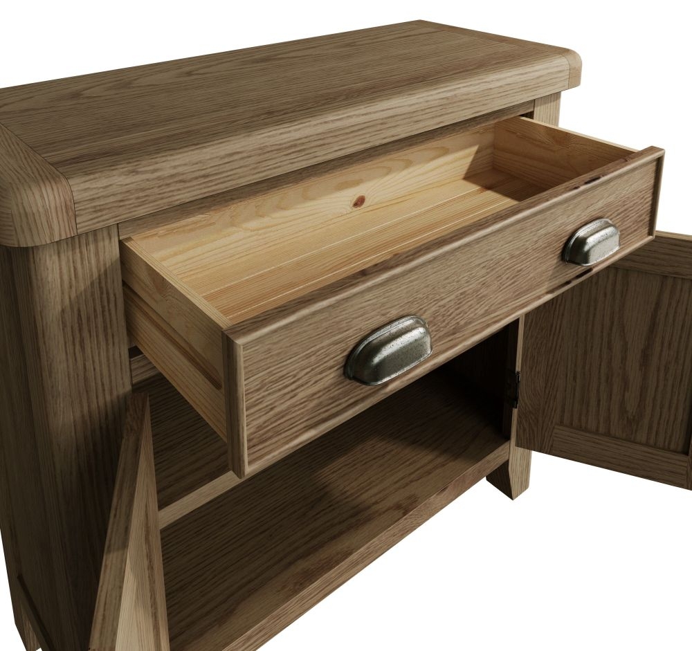 Product photograph of Hatton Oak 2 Door 1 Drawer Sideboard from Choice Furniture Superstore.