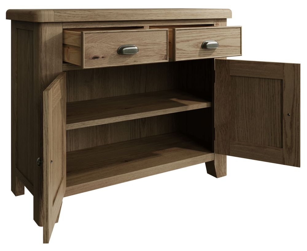 Product photograph of Hatton Oak 2 Door 2 Drawer Sideboard from Choice Furniture Superstore.