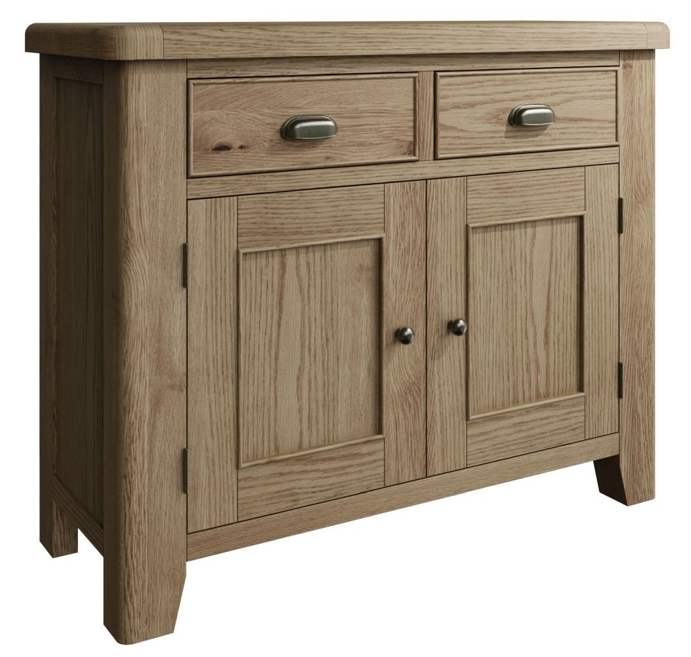 Product photograph of Hatton Oak 2 Door 2 Drawer Sideboard from Choice Furniture Superstore.