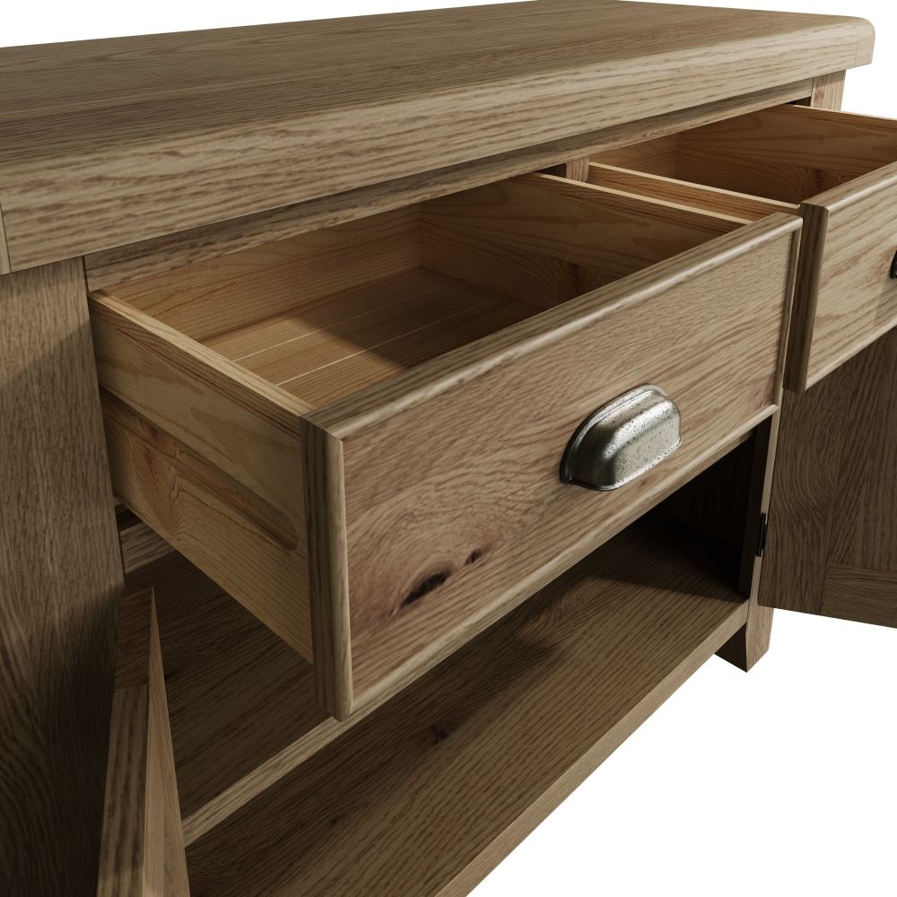 Product photograph of Hatton Oak 2 Door 2 Drawer Sideboard from Choice Furniture Superstore.