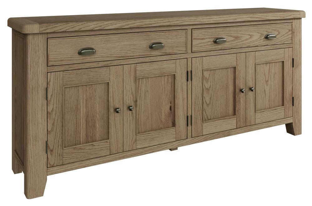 Product photograph of Hatton Oak 4 Door 2 Drawer Extra Large Sideboard from Choice Furniture Superstore.