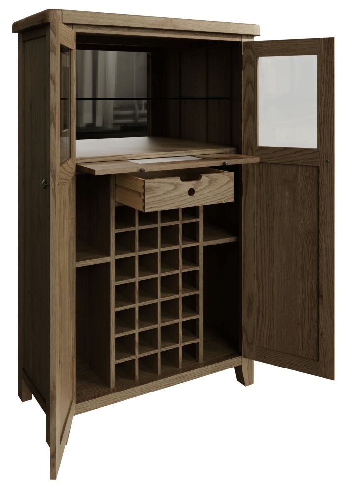 Product photograph of Hatton Oak Drinks Cabinet from Choice Furniture Superstore.