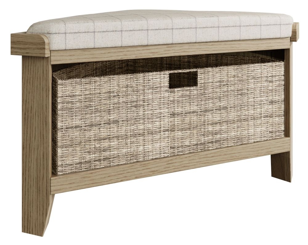 Product photograph of Hatton Oak Corner Hall Bench from Choice Furniture Superstore.