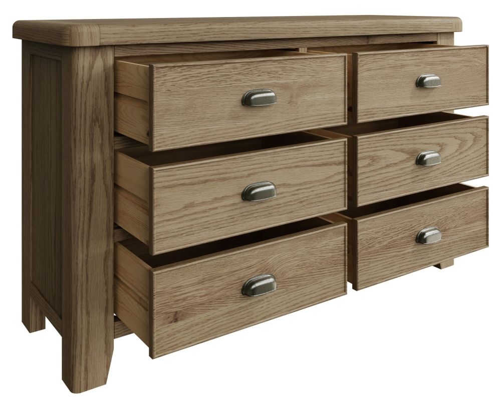 Product photograph of Hatton Oak 6 Drawer Chest from Choice Furniture Superstore.