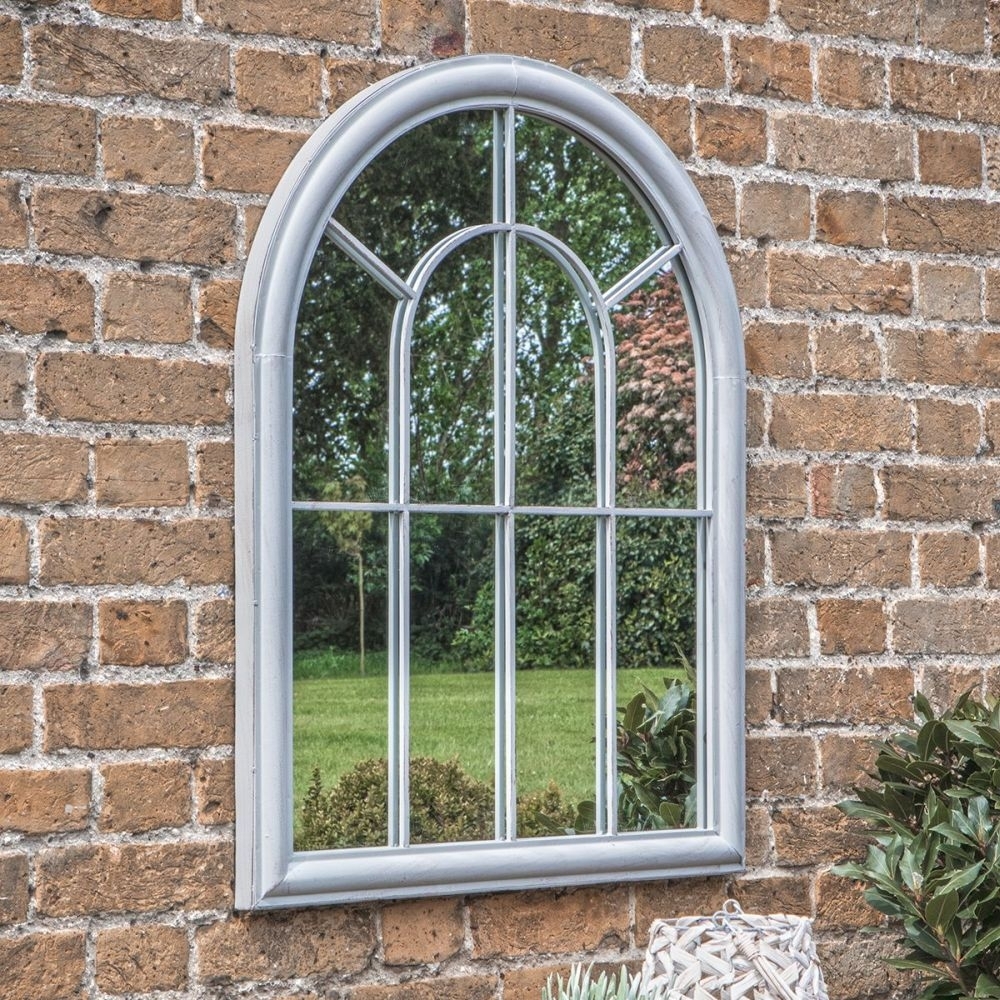 Loiza Painted Grey Estate Outdoor Garden Mirror - W 69cm x D 4cm x H 88cm