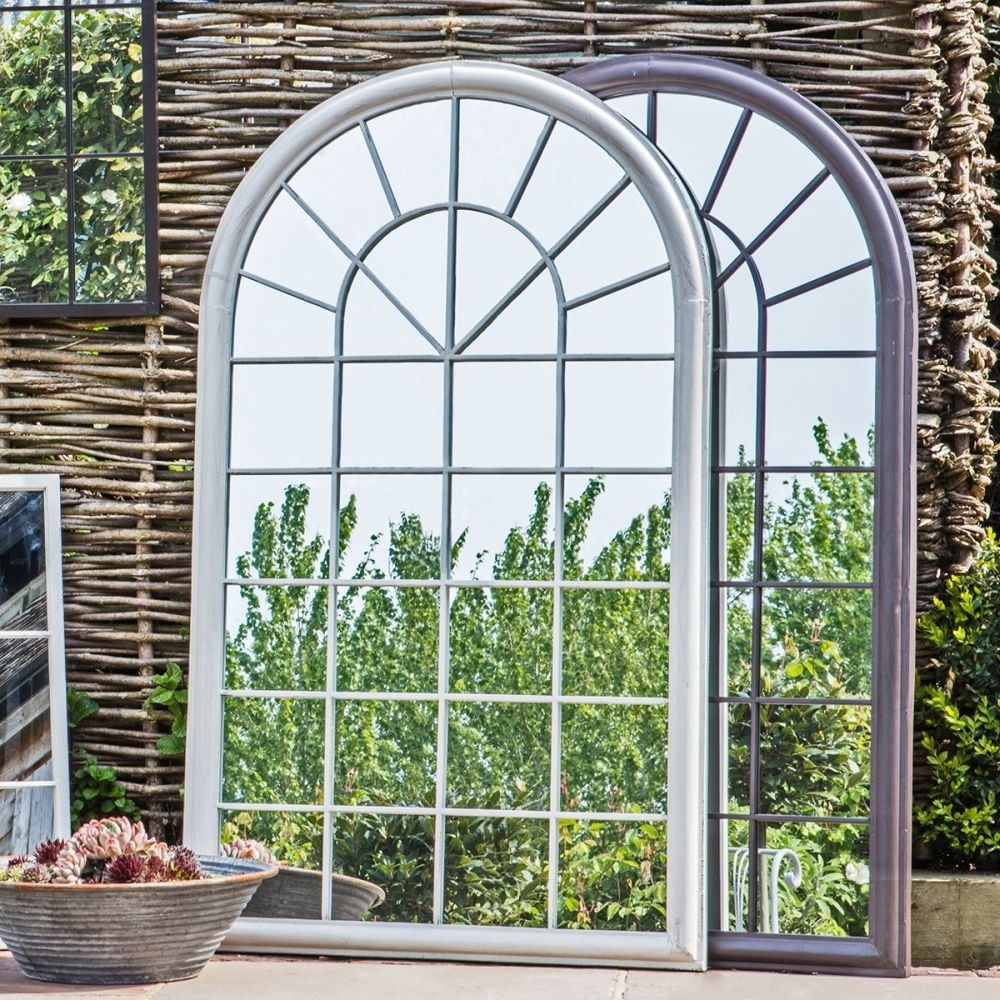 Product photograph of Orlanda Painted White Gatehouse Outdoor Garden Mirror - W 75cm X D 4cm X H 131cm from Choice Furniture Superstore.