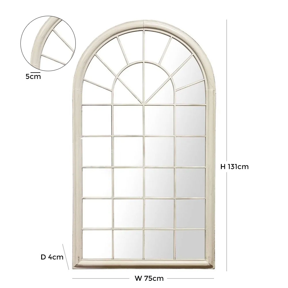 Product photograph of Orviston Painted White Gatehouse Outdoor Garden Mirror - W 75cm X D 4cm X H 131cm from Choice Furniture Superstore.