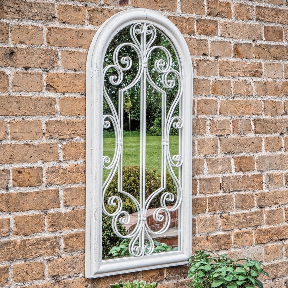 Product photograph of Roni Painted White Gatehouse Outdoor Garden Mirror - W 49cm X D 4cm X H 96 5cm from Choice Furniture Superstore.