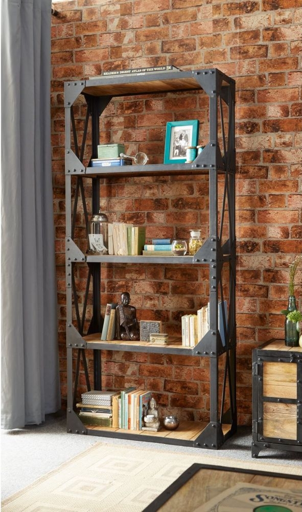 Product photograph of Ascot Industrial Wood And Iron Bookcase from Choice Furniture Superstore.