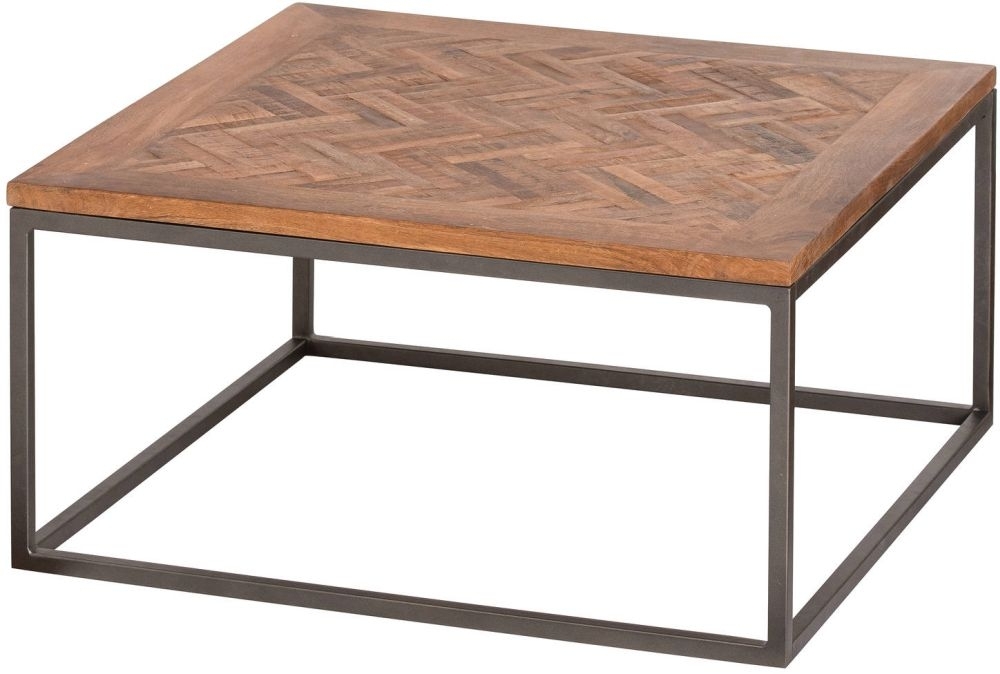 Hill Interiors The Hoxton Parquet Industrial Coffee Table - Acacia Wood and Metal