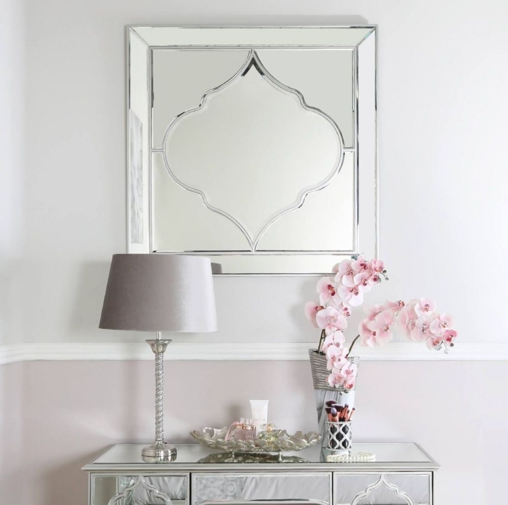 Product photograph of Marrakech Silver Square Wall Mirror - 100cm X 100cm from Choice Furniture Superstore.
