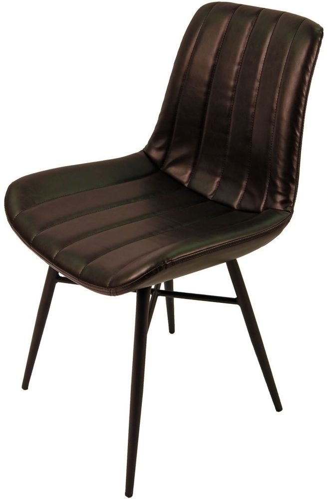 Croft Vintage Dark Grey Leather Dining Chair (Sold in Pairs)