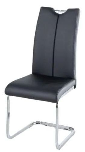 Product photograph of Nikko Black Leather Handle Back Dining Chair With Stainless Steel Cantiliver Base from Choice Furniture Superstore.