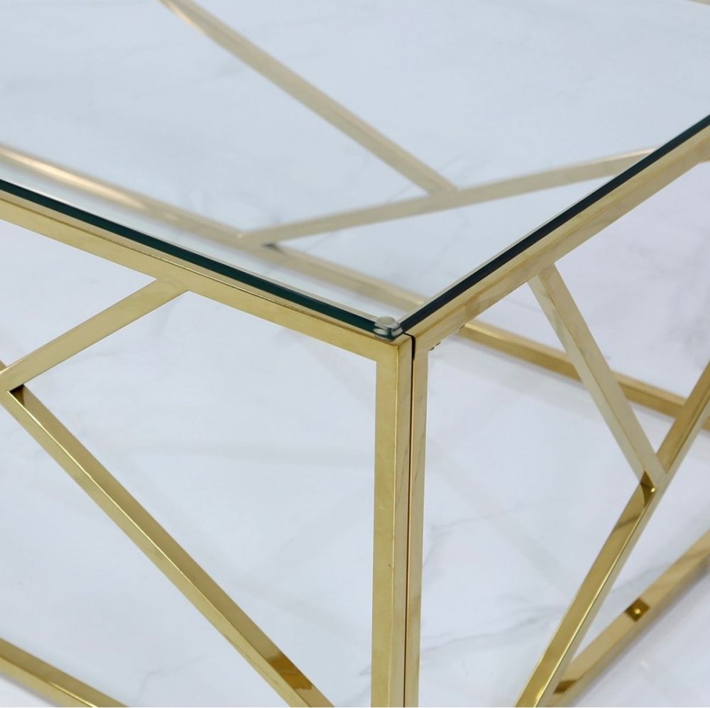 Product photograph of Value Azaria Glass And Gold Coffee Table from Choice Furniture Superstore.