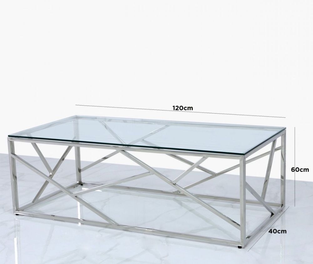 Product photograph of Value Azaria Glass And Chrome Coffee Table from Choice Furniture Superstore.