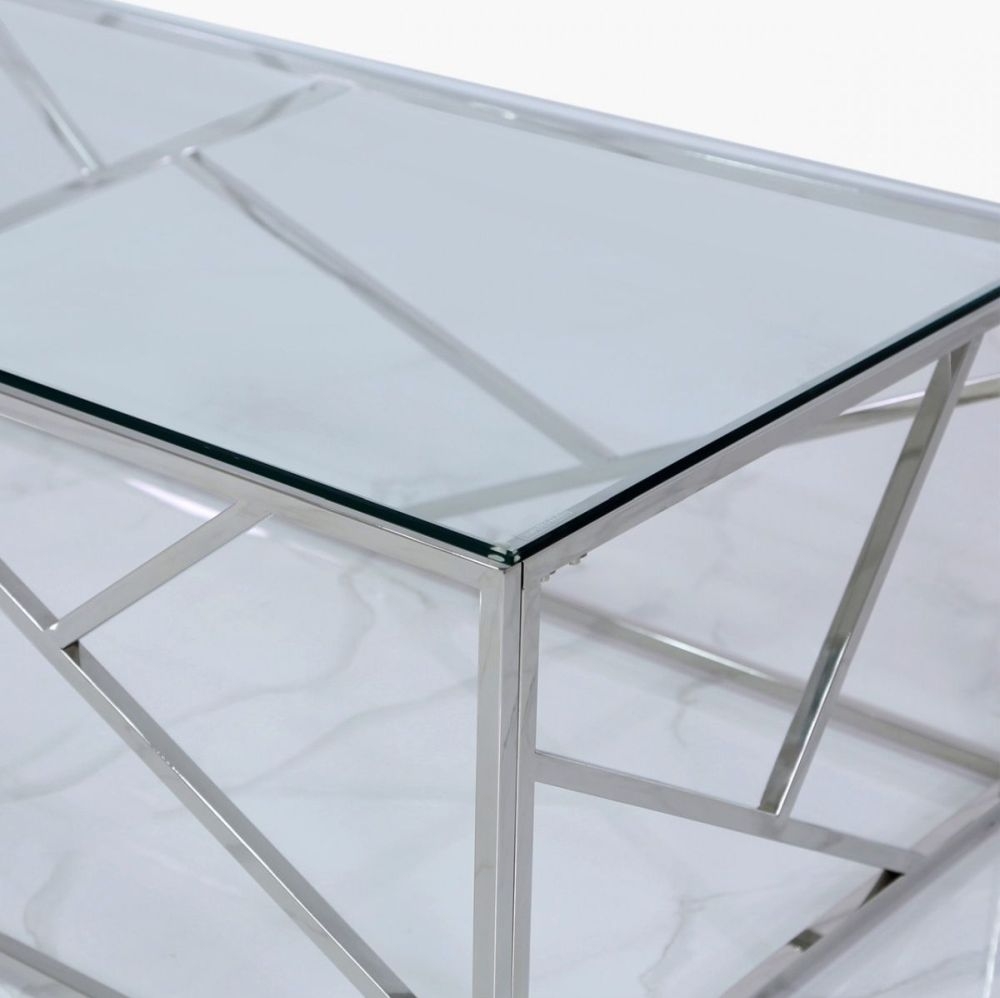 Product photograph of Value Azaria Glass And Chrome Coffee Table from Choice Furniture Superstore.