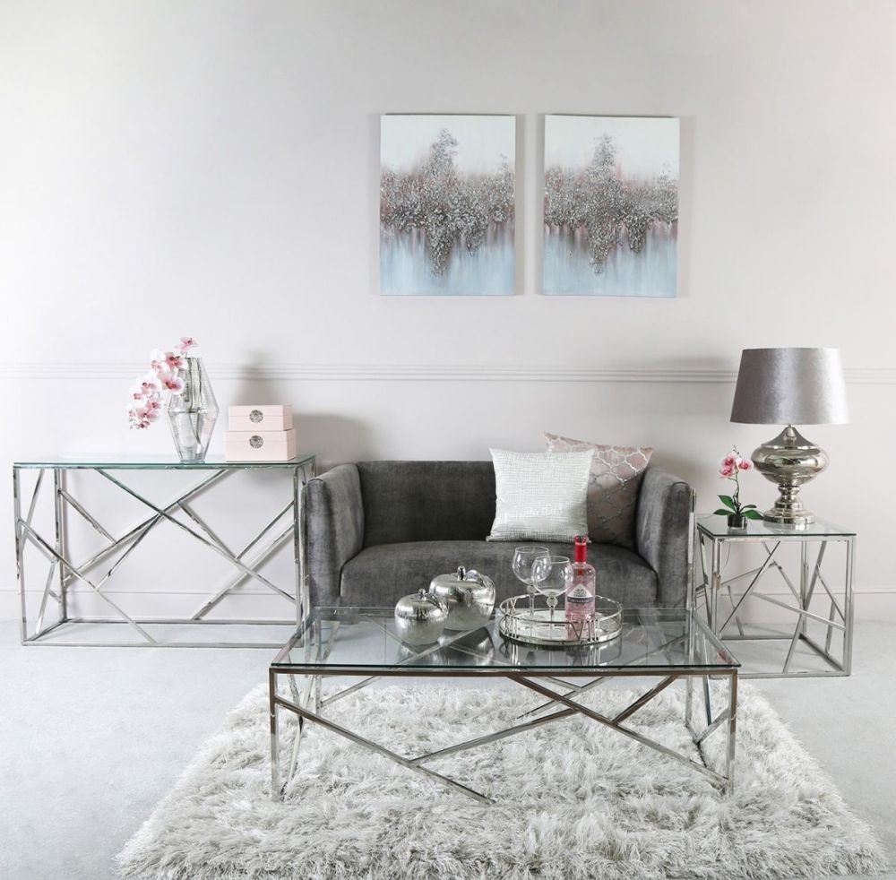 Product photograph of Value Azaria Glass And Chrome Coffee Table from Choice Furniture Superstore.