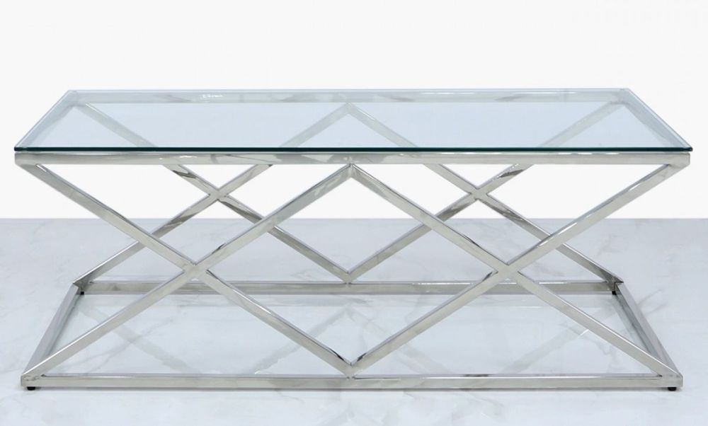 Product photograph of Value Imperia Glass And Chrome Coffee Table from Choice Furniture Superstore.