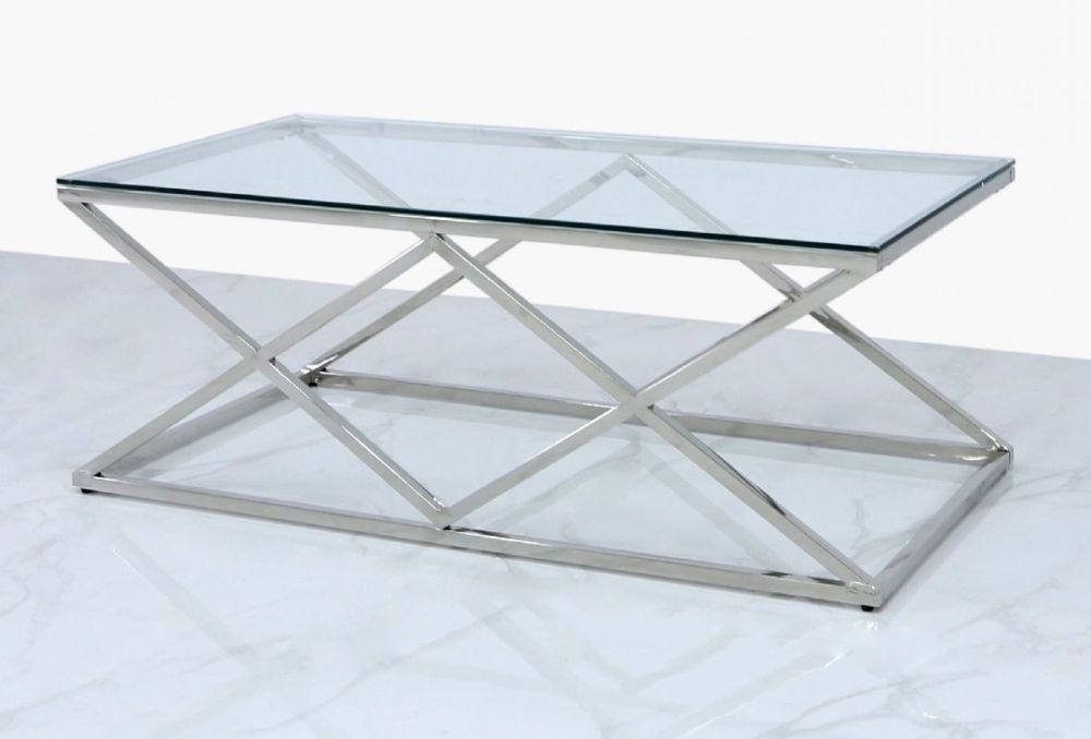 Product photograph of Value Imperia Glass And Chrome Coffee Table from Choice Furniture Superstore.