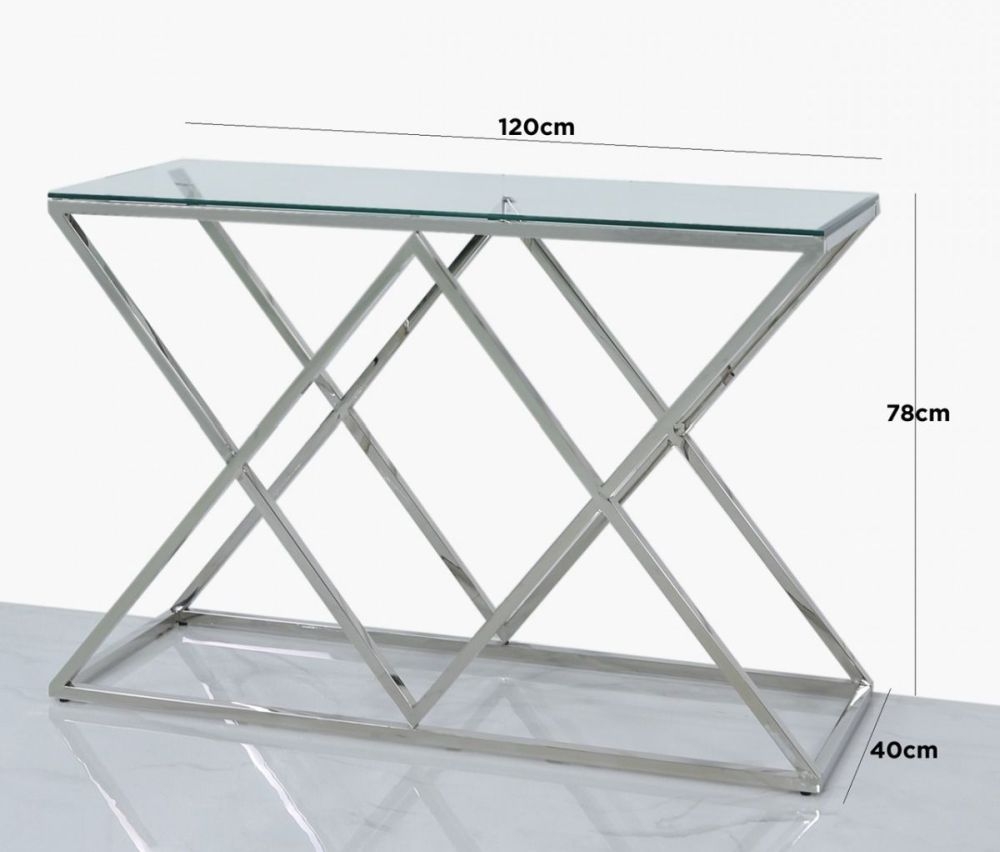 Product photograph of Value Imperia Glass And Chrome Console Table from Choice Furniture Superstore.