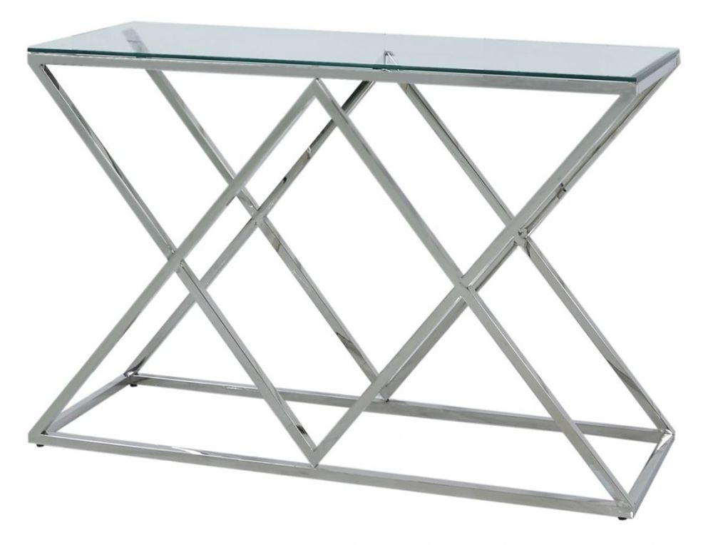 Product photograph of Value Imperia Glass And Chrome Console Table from Choice Furniture Superstore.