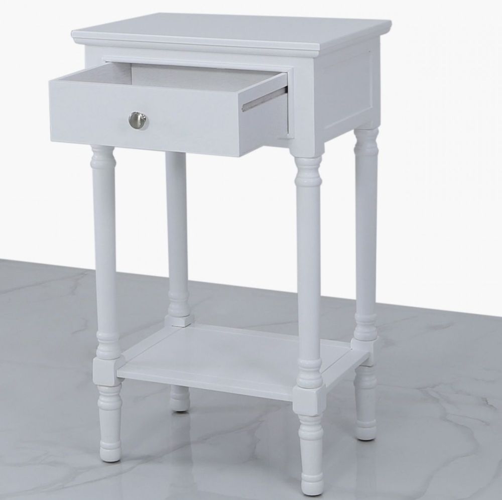 Product photograph of Delta White Telephone Table from Choice Furniture Superstore.