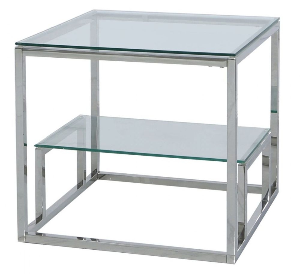 Product photograph of Value Harry Tiered End Table - Steel And Clear Glass from Choice Furniture Superstore.