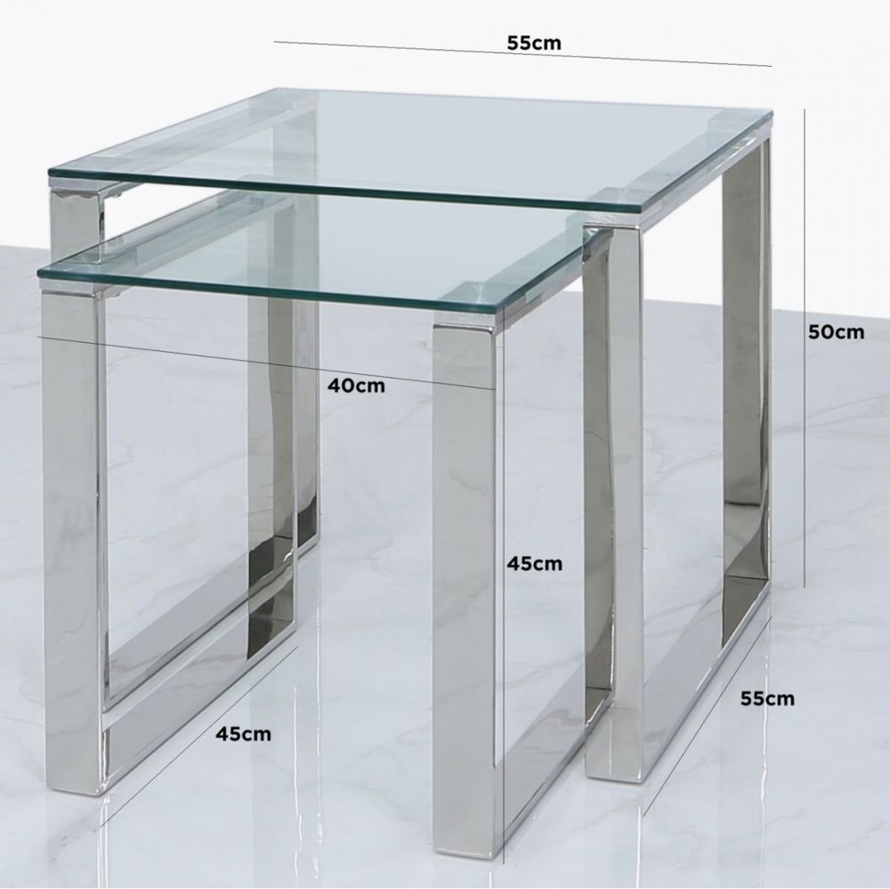 Product photograph of Value Harry Nest Of 2 Table - Steel And Clear Glass from Choice Furniture Superstore.