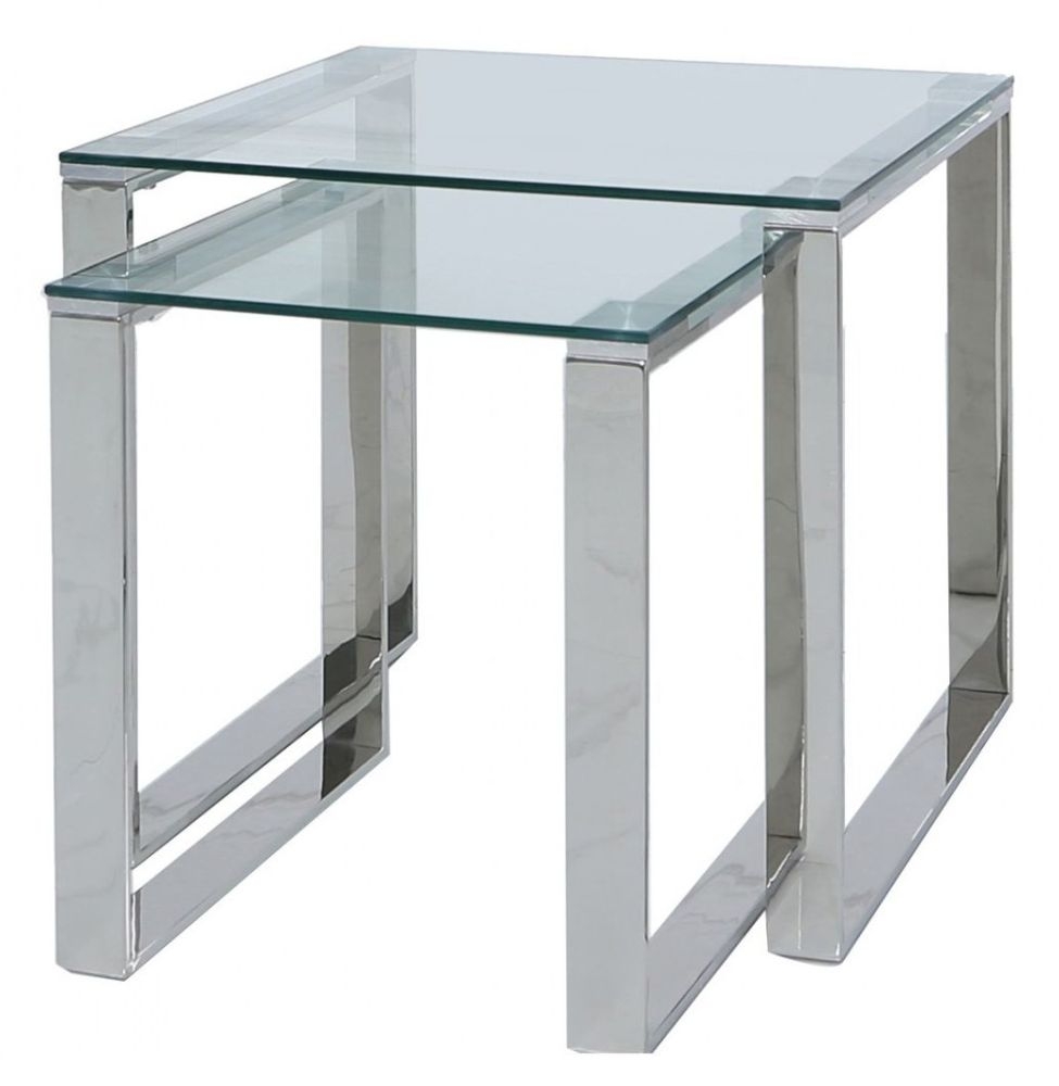Product photograph of Value Harry Nest Of 2 Table - Steel And Clear Glass from Choice Furniture Superstore.