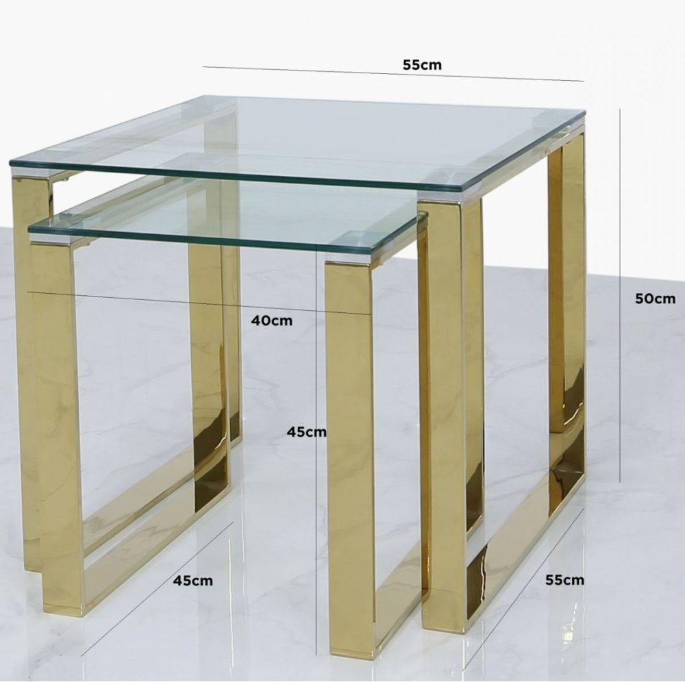 Product photograph of Value Harry Nest Of 2 Table - Gold And Clear Glass from Choice Furniture Superstore.