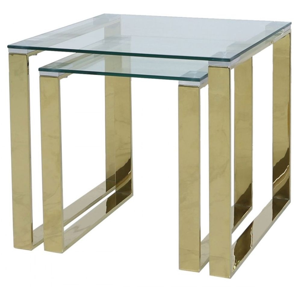 Product photograph of Value Harry Nest Of 2 Table - Gold And Clear Glass from Choice Furniture Superstore.