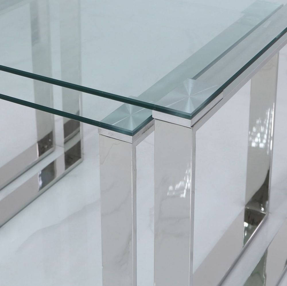 Product photograph of Value Harry Nest Of 3 Table - Steel And Clear Glass from Choice Furniture Superstore.