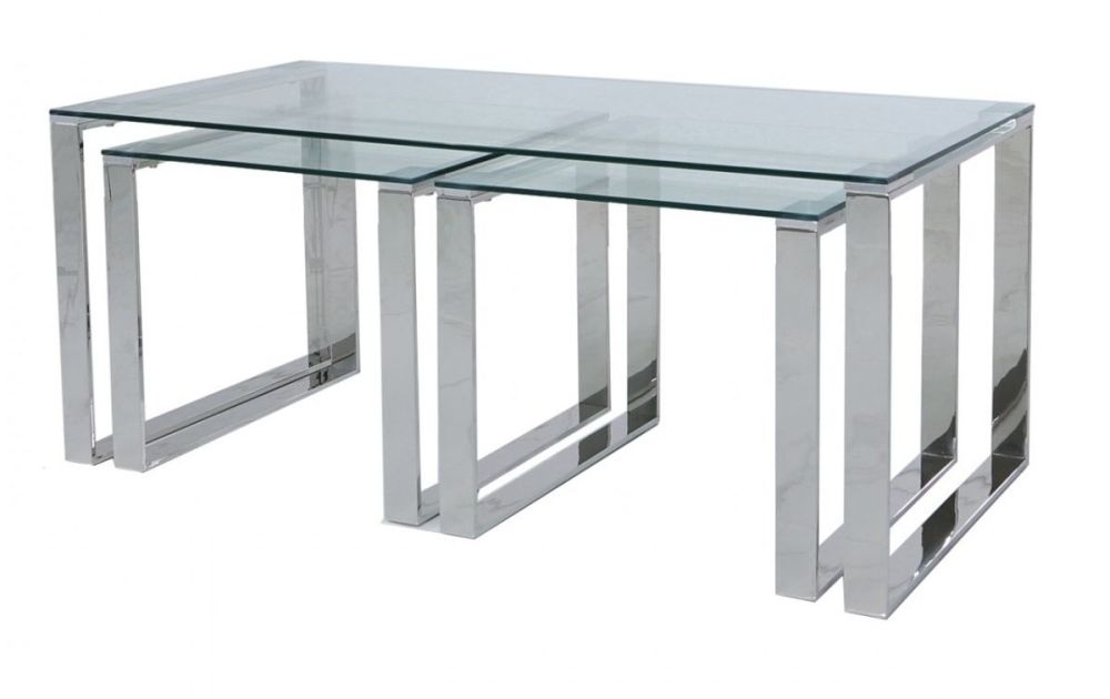 Product photograph of Value Harry Nest Of 3 Table - Steel And Clear Glass from Choice Furniture Superstore.