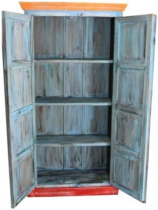 Product photograph of Kufri Hand Painted Tall Vintage Ad 2 Door Cabinet from Choice Furniture Superstore.