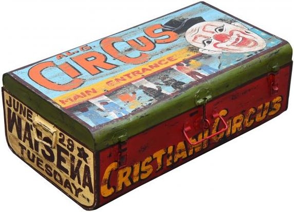 Product photograph of Kufri Hand Painted Circus Iron Trunk from Choice Furniture Superstore.